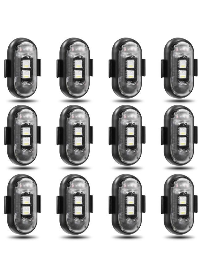 Suacopzar 12PCS Wireless LED Lights for Car, Wireless LED Strobe Lights with Remote Control, 8 Colors IP65 Waterproof USB High Brightness Anti-Collision for Car Motorcycle Truck Drone RC Aircraft Bike - Image 1