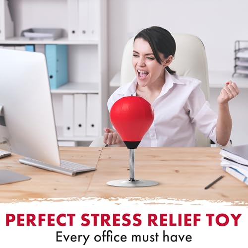 GLACIAL Stress Relief Desktop Punching Bag I Comes with Desk Clamp and Extra Strong Suction Cup I Red - Image 4