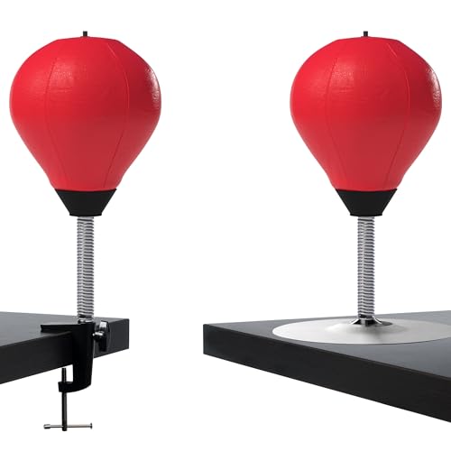 GLACIAL Stress Relief Desktop Punching Bag I Comes with Desk Clamp and Extra Strong Suction Cup I Red - Image 1