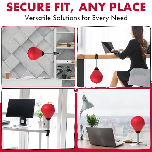 GLACIAL Stress Relief Desktop Punching Bag I Comes with Desk Clamp and Extra Strong Suction Cup I Red - Image 2