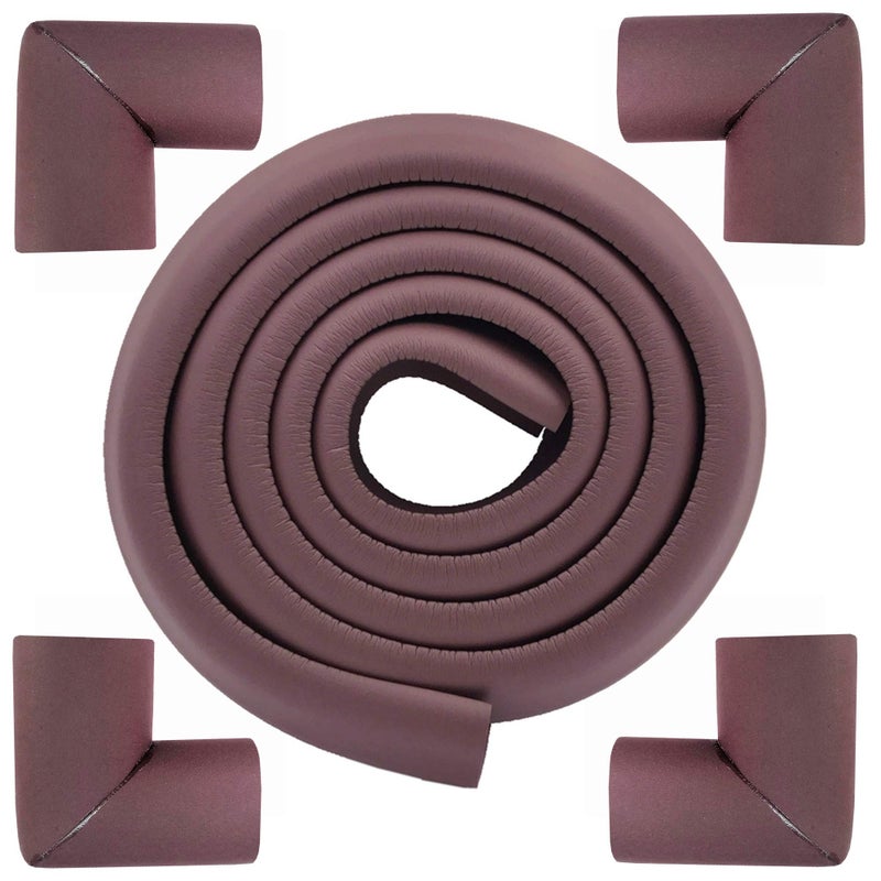 M2cbridge L Shape Extra Thick Furniture Table Edge Protectors Foam Baby Safety Bumper Guard 65 Ft Brown with 4 Corners