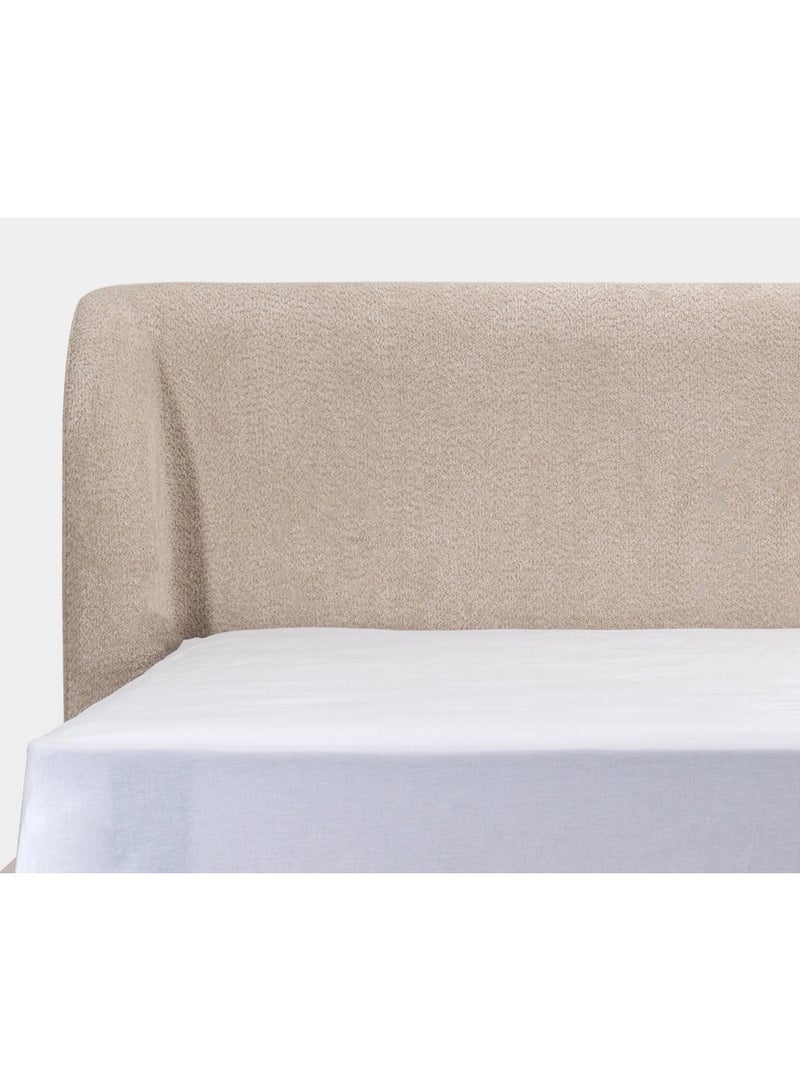 SAPSA BEDDING Edward Bed Upholstered Cotton Looped Fabric Bed with Solid Wood Frame and Foam Padding Light Beige - Image 4