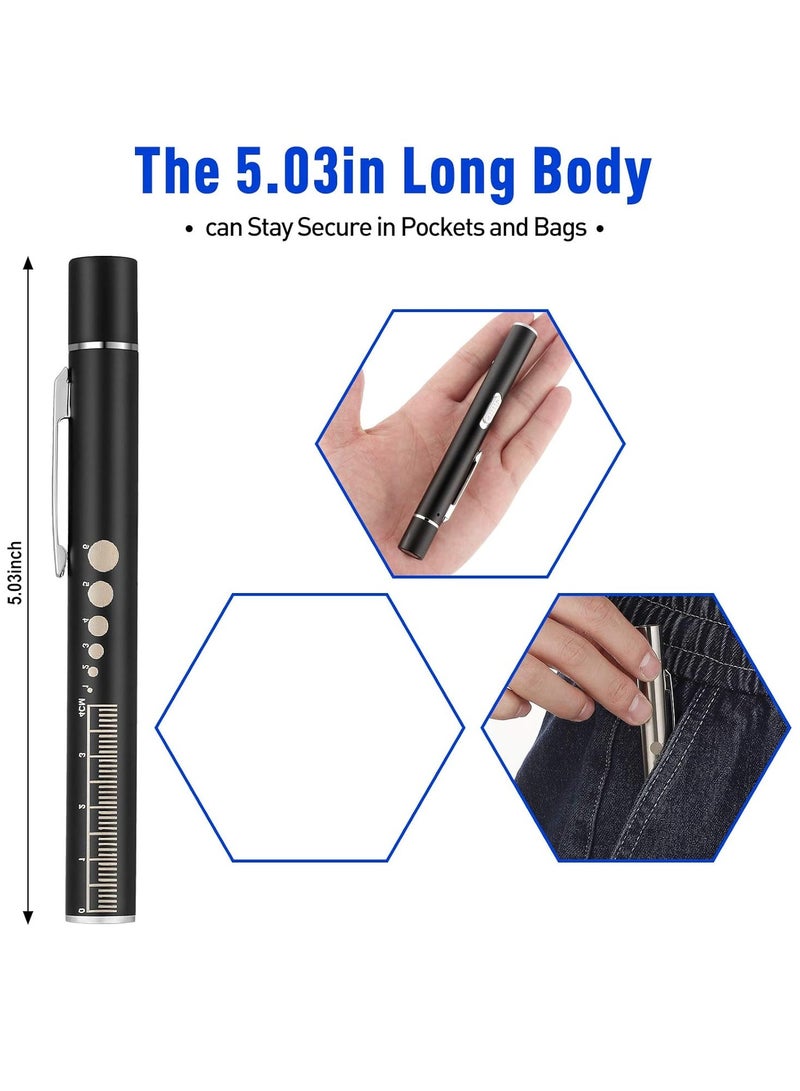 Pen Light, Reusable LED Pen Light for Student Doctor Nurse with 2 LED Light Sources, USB Rechargeable, Super Warm Bulb, Pocket Clip (Black, 1 Piece) - Image 2