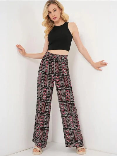 BIG DART BDART High Waist Geometric Striped Palazzo Pants