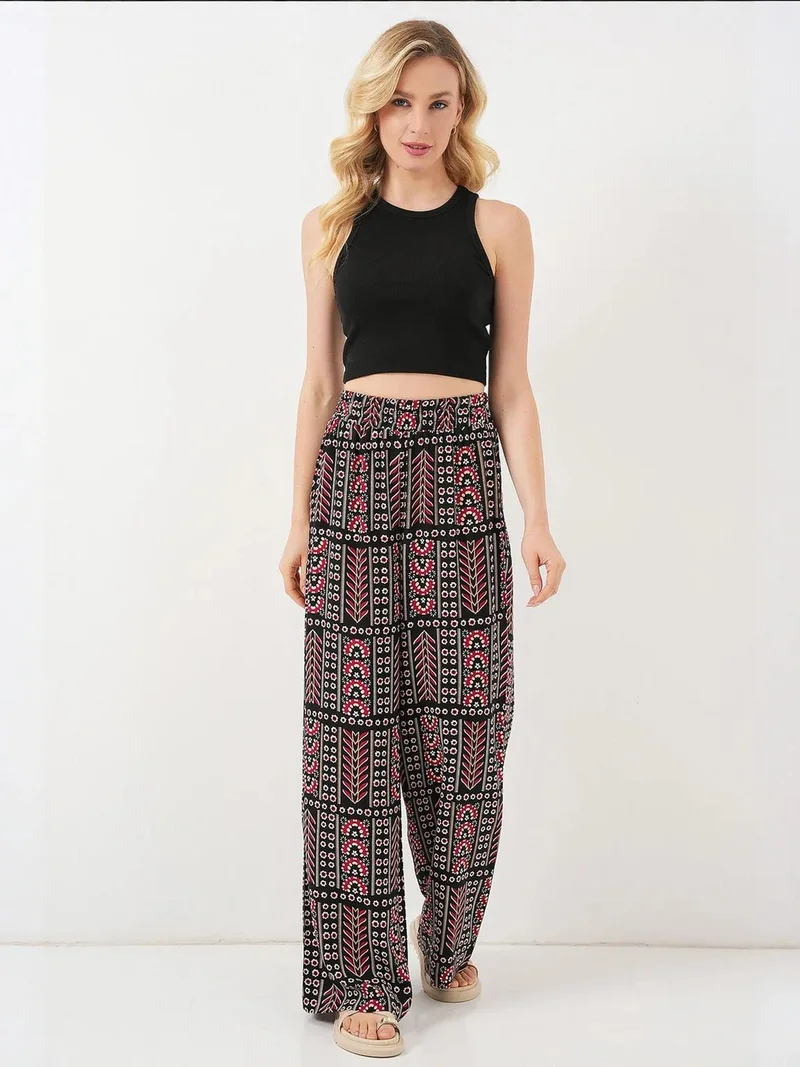 BIG DART BDART High Waist Geometric Striped Palazzo Pants