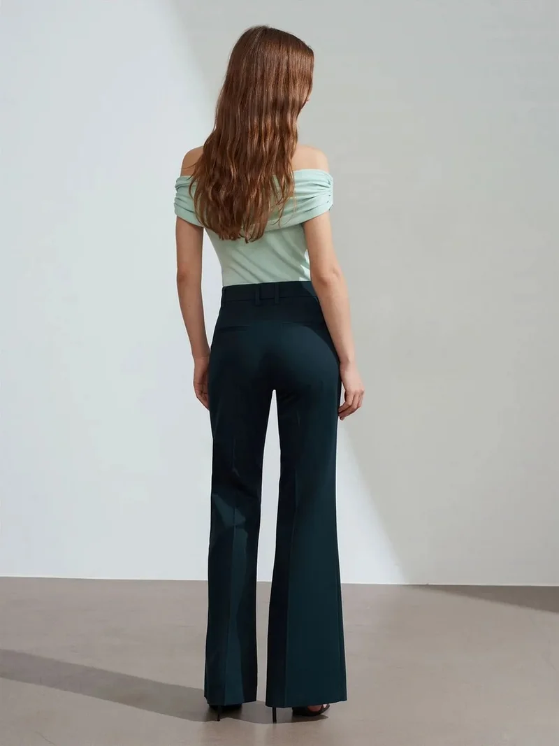 ديلفين Dilvin Women’s High-waist Flare Gabardine Pants
