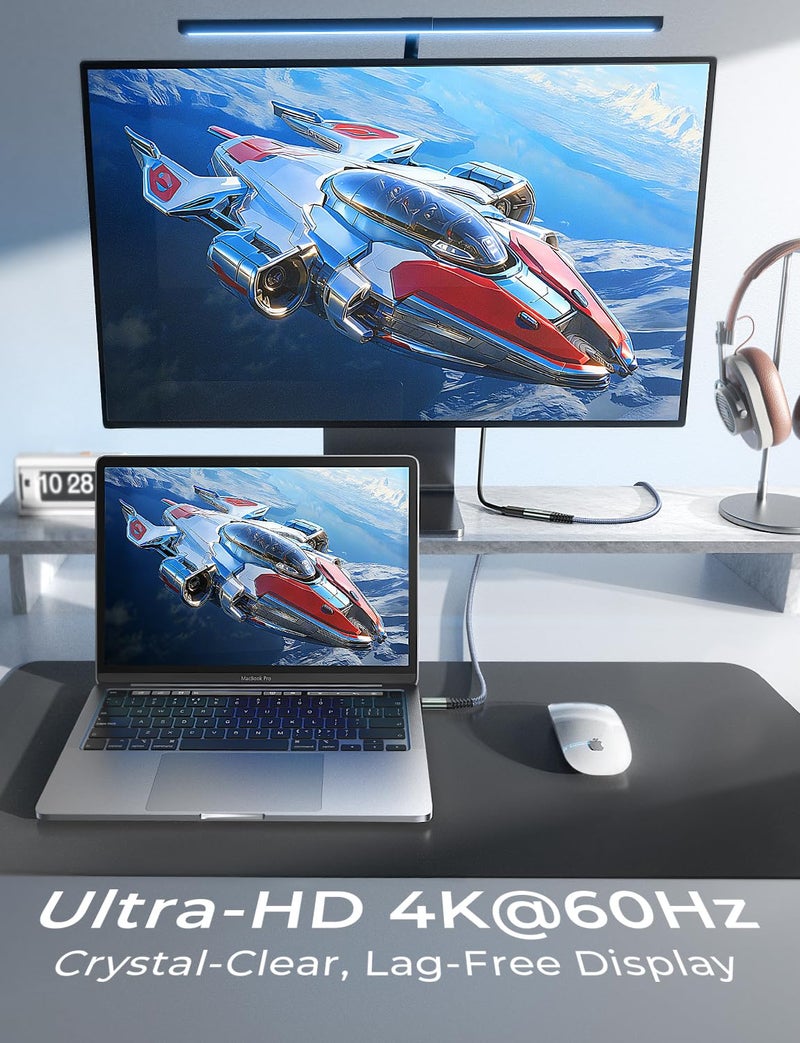 AINOPE USB C Extension Cable 6.6FT, 20Gbps/240W USB3.2 Type C Extender Cord for PSVR 2 Accessories, 4K@60Hz Video Output Braided USB C Female Extension Cable for Hub/PSVR2/Magsafe Charger/Phone,Grey - Image 5