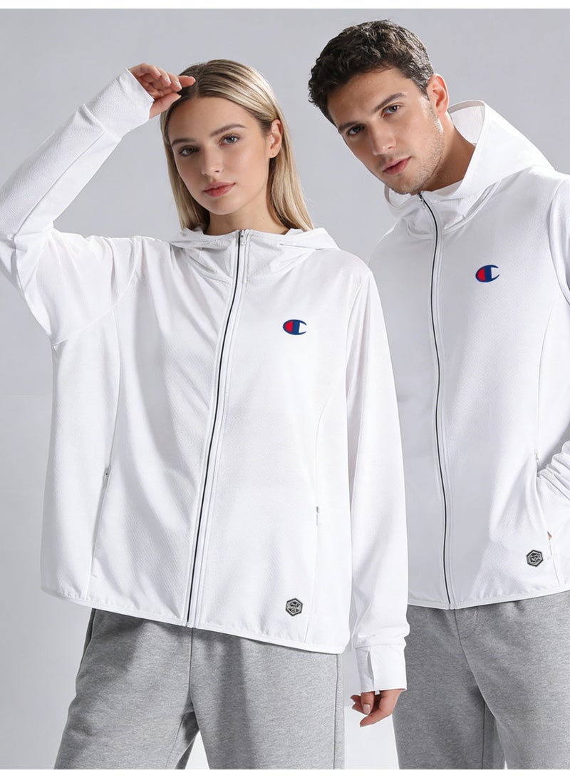 شامبيون Champion White Plus Size Sun Protection Hooded Jacket - Unisex UPF Lightweight Zip-Up for Men & Women - Image 2