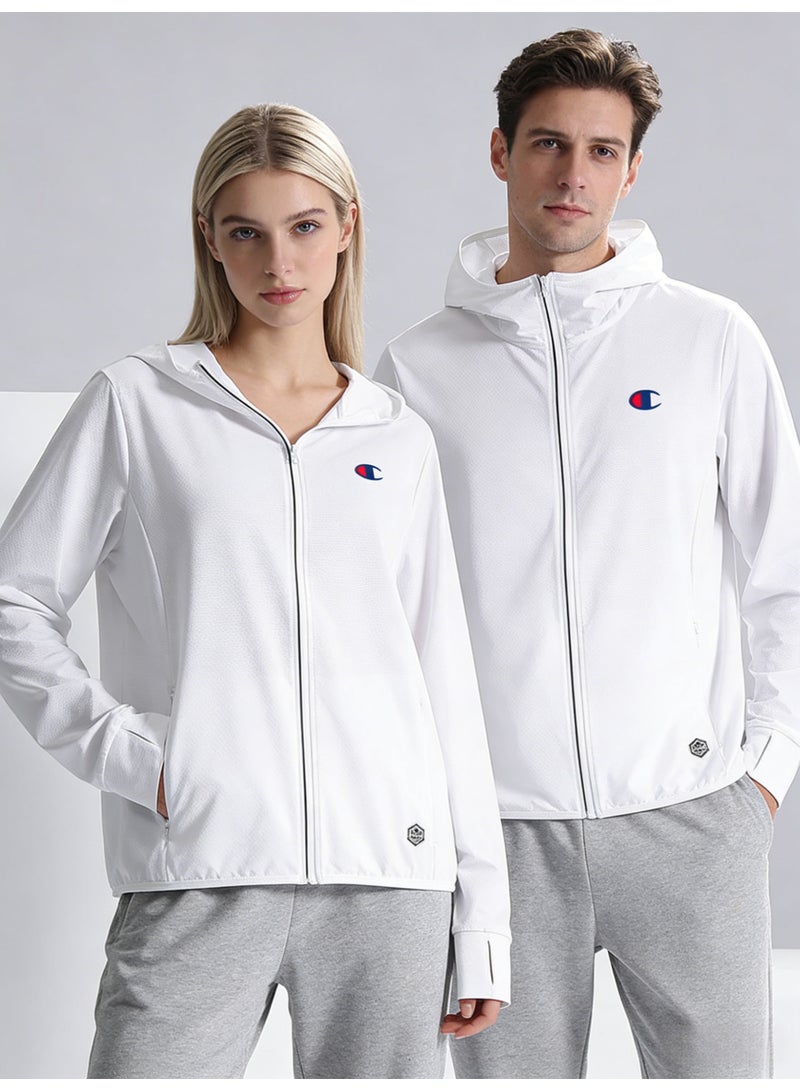 شامبيون Champion White Plus Size Sun Protection Hooded Jacket - Unisex UPF Lightweight Zip-Up for Men & Women - Image 1