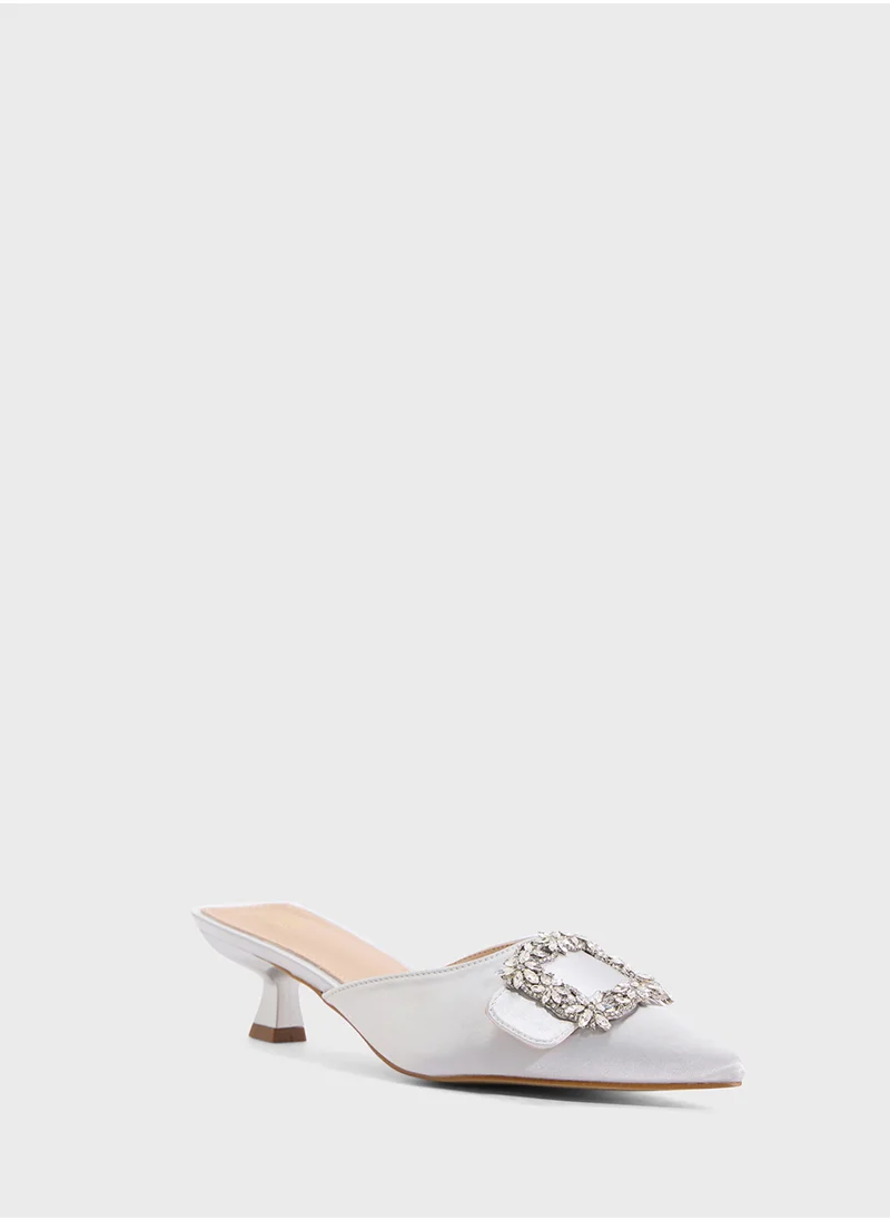 ايلا Slip On Heeled Pump Diamante Buckle