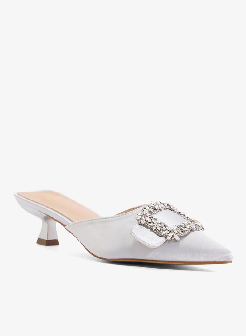 ELLA Slip On Heeled Pump Diamante Buckle