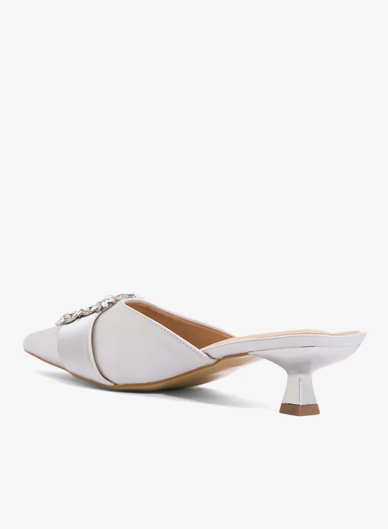 ELLA Slip On Heeled Pump Diamante Buckle