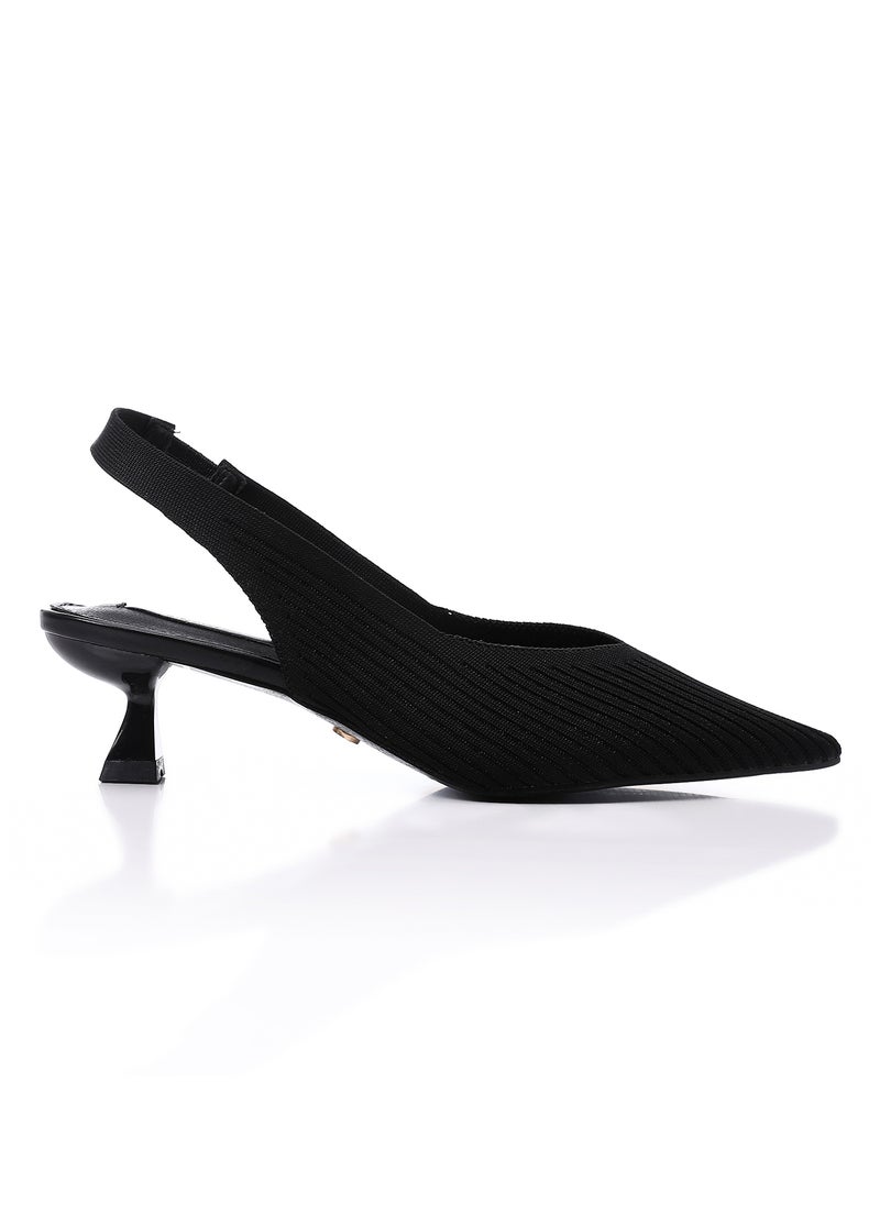 Ribbed Pointed Toecap Shape Slip On Pumps