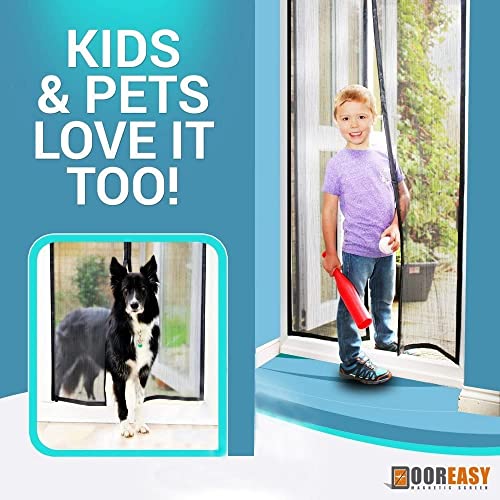 DOOREASY Fiberglass Magnetic Screen Door Fits Door Size 28"x79", Screen Size 30"x80", Heavy Magnets, Strong Loop Fully Sewn, Toddler and Pet Friendly Magnetic Instant Screen Door - Image 5