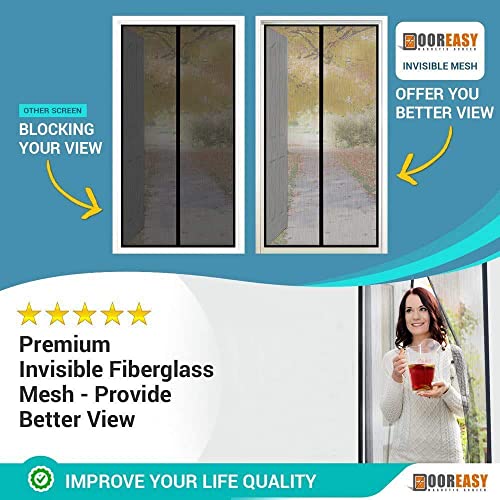 DOOREASY Fiberglass Magnetic Screen Door Fits Door Size 28"x79", Screen Size 30"x80", Heavy Magnets, Strong Loop Fully Sewn, Toddler and Pet Friendly Magnetic Instant Screen Door - Image 4
