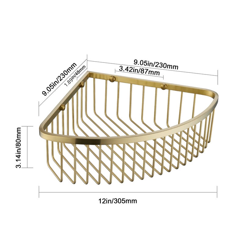 GORDEE Bathroom Shower Caddy Corner Shelf Basket  Ultra Sturdy Rust-Proof Stainless Steel Bathroom Shelf Organizer Shampoo Holder  Wall Mounted Storage Rack for Bathroom Kitchen  Brushed Gold - Image 5