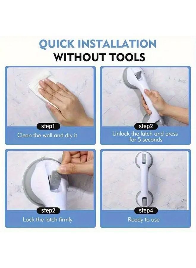 No Drill Shower Grab Bar With Slip Resistant Suction Cup 2Pcs Random Color - Image 5