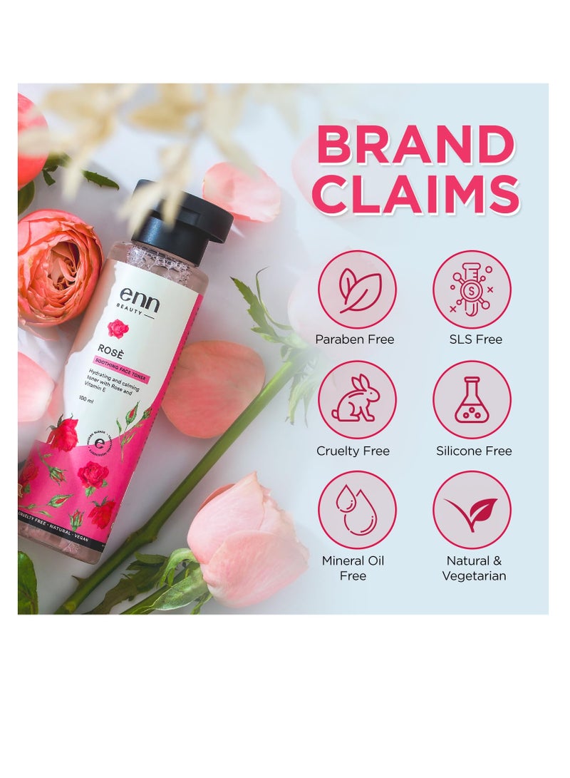 Enn Beauty Rose Water Soothing Face Toner Hydrating and Calming Toner With Natural Rose and Vitamin E for Pore Tightening  100ml - Image 3
