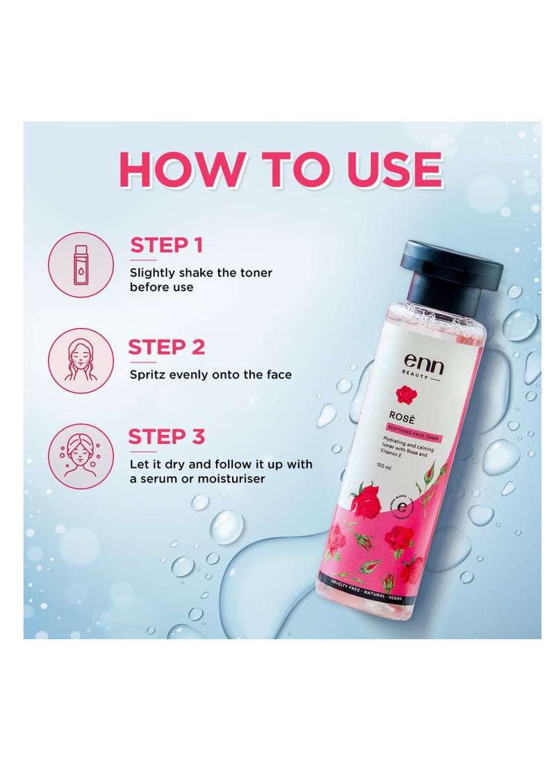 Enn Beauty Rose Water Soothing Face Toner Hydrating and Calming Toner With Natural Rose and Vitamin E for Pore Tightening  100ml - Image 4