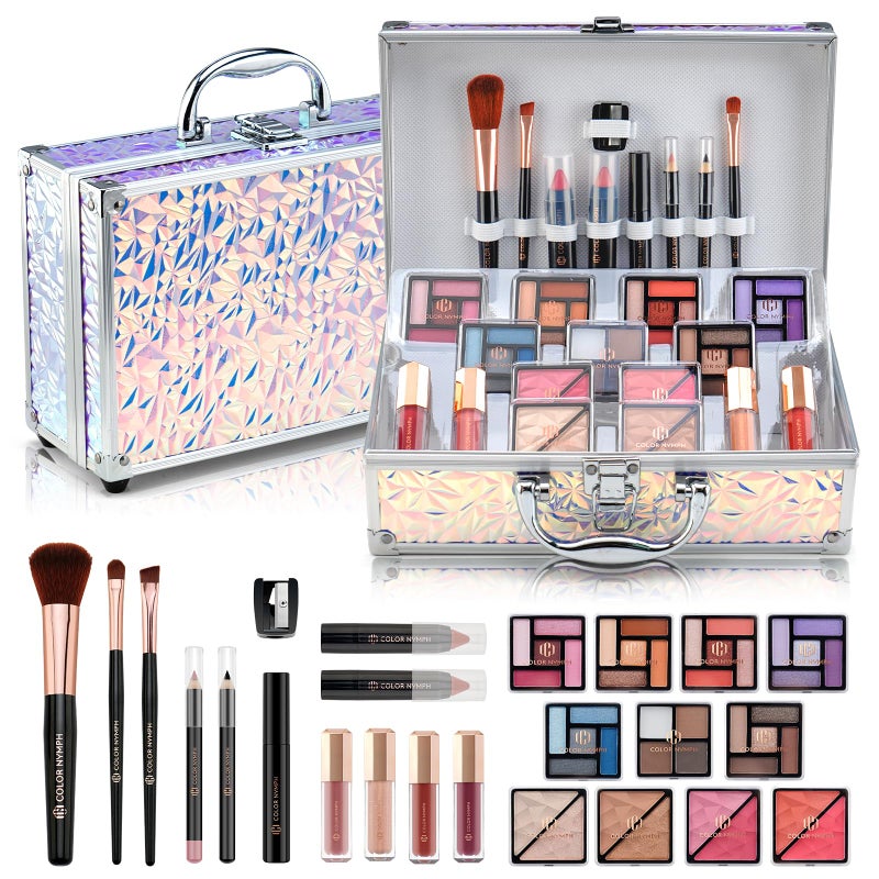 Color Nymph Makeup Kit For Women, Girls Makeup Set For Teens Professional Make Up Kits With Travel Case Full Cosmetics Kit w/ 35 Colors Eyeshadows Lipstick Blush Brushes Lipgloss Mascara - Image 1
