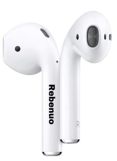 REBENUO True Wireless Bluetooth Earpods Headset with Wireless Charging (White, Version 5.0) - 80 Hours Standby, 400mAh Charging Box