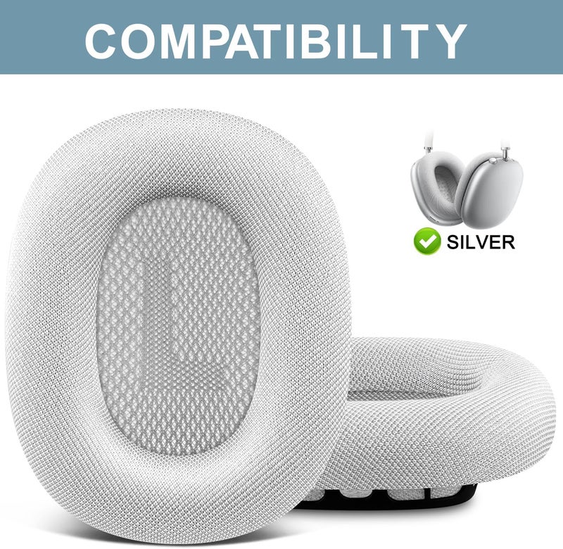 SOPROM Ear Pads Replacement for Airpods Max Over-Ear Headphones, Earpads Cushions with Durable Mesh Fabric, Softer Foam - White - Image 2