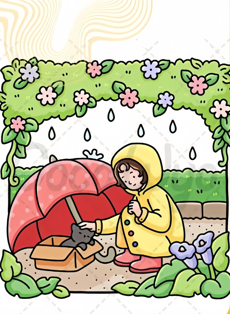 كيفن كتاب التلوين "لحظات الفتاة" للكبار والمراهقين – نشاط يومي لطيف ومريح للاسترخاء، يضم رسومات ساحرة لفتيات يقرأن مع الحيوانات الأليفة، مثالي لتخفيف التوتر، المساحات الدافئة والهدايا الموسمية - Image 3