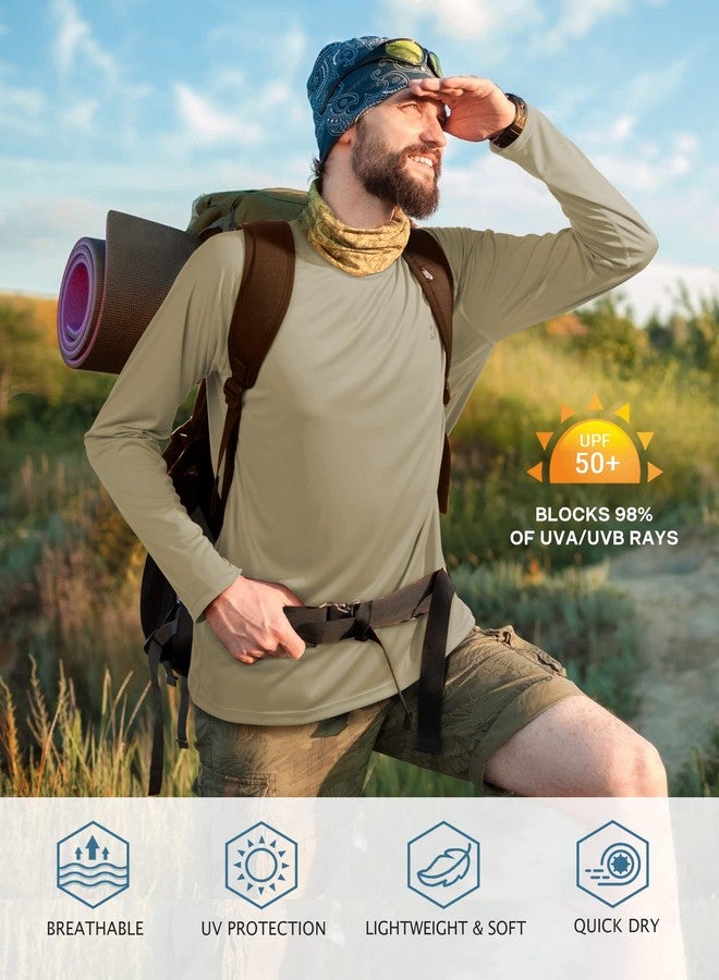 Roadbox Mens UPF 50+ UV Sun Protection Shirts Outdoor Long Sleeve SPF Diving Rash Guard for Fishing Hiking Swimming Khaki - Image 3