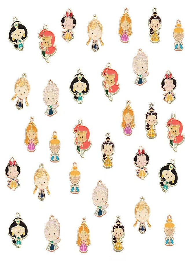 GTONEE 32 pieces Enamel Princesses Charms Pendants Mini Size Cute Charms Cartoon Girl Mermaid Princess Charms for Jewelry Making DIY Necklace Bracelet Earrings Keychains Handbags Decoration, 8 Styles, - Image 1