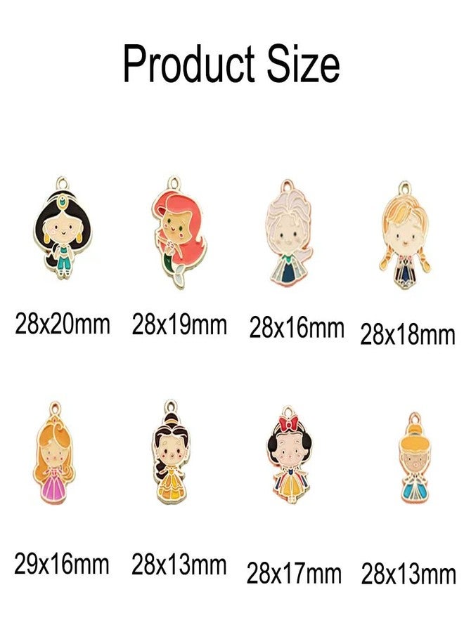 GTONEE 32 pieces Enamel Princesses Charms Pendants Mini Size Cute Charms Cartoon Girl Mermaid Princess Charms for Jewelry Making DIY Necklace Bracelet Earrings Keychains Handbags Decoration, 8 Styles, - Image 3
