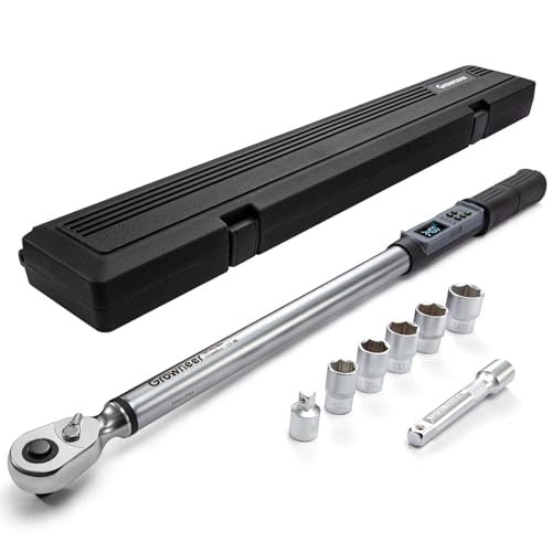 GROWNEER Upgraded Digital Torque Wrench, 12.5-250.7 Ft-lbs/17-340 Nm, 1/2'' Drive Automotive Rachet Torque Wrench with Buzzer & Colorful LED Indicator, Electronic Wrench Set for Car Tires Auto Repair - Image 1