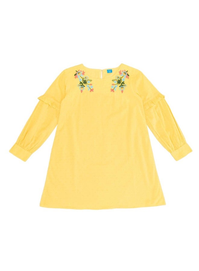 YU by Pantaloons Girl's Cotton Classic Midi Dress (110151271003_Yellow - Image 1