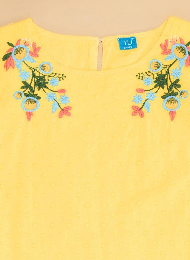 YU by Pantaloons Girl's Cotton Classic Midi Dress (110151271003_Yellow - Image 3
