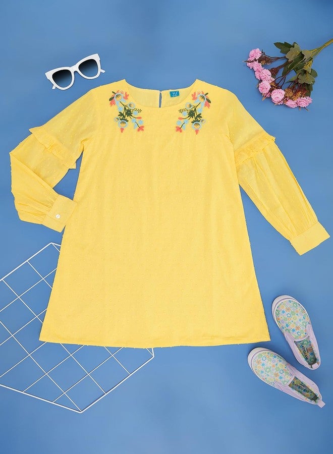 YU by Pantaloons Girl's Cotton Classic Midi Dress (110151271003_Yellow - Image 2