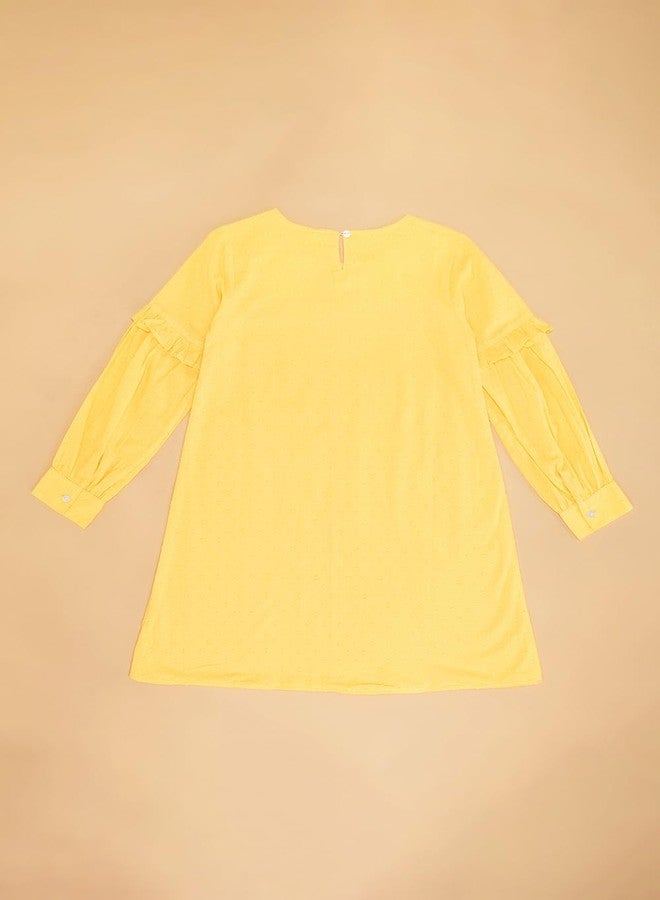 YU by Pantaloons Girl's Cotton Classic Midi Dress (110151271003_Yellow - Image 5