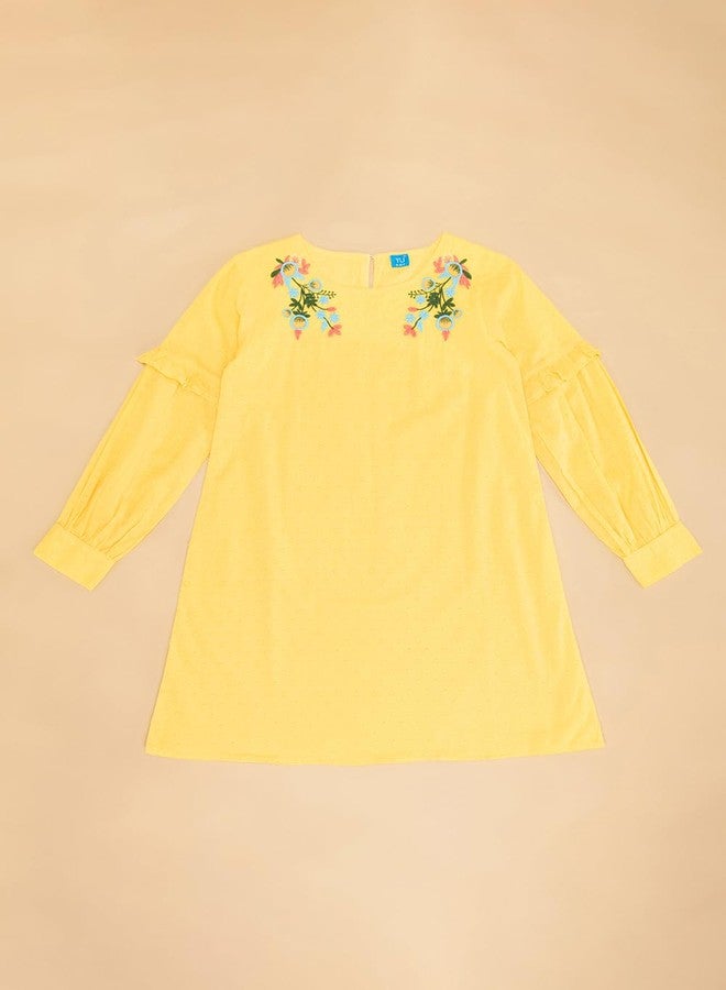 YU by Pantaloons Girl's Cotton Classic Midi Dress (110151271003_Yellow - Image 4