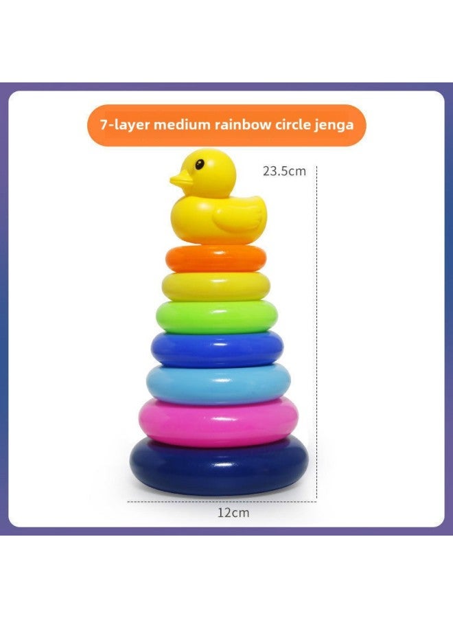Baby Development Intelligence Rainbow Tower Ring Stacking Music Early Education 0-1-2 Years Old Baby Tumbler Toy-Color:7 Layers Of Stacking Music - Image 1