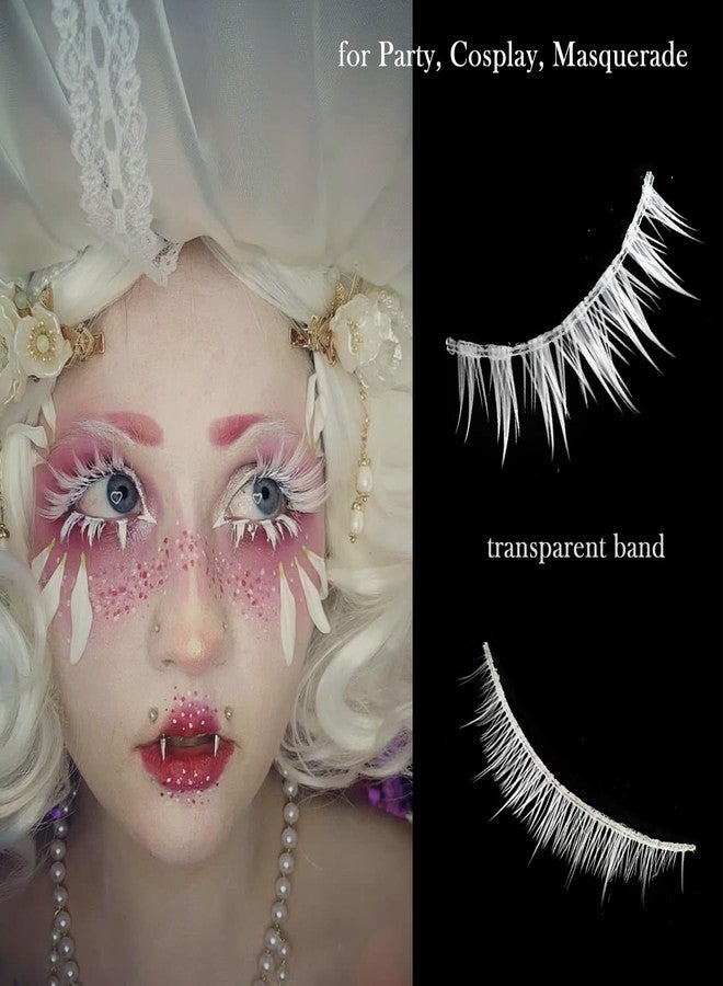 FQNing White False Eyelashes Japanese Anime Elf Lashes Party Cosplay Costume Masquerade (Comic white) - Image 4