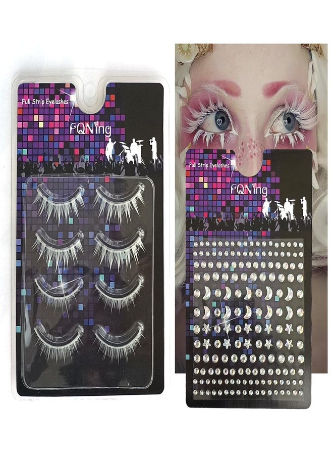 FQNing White False Eyelashes Japanese Anime Elf Lashes Party Cosplay Costume Masquerade (Comic white) - Image 1