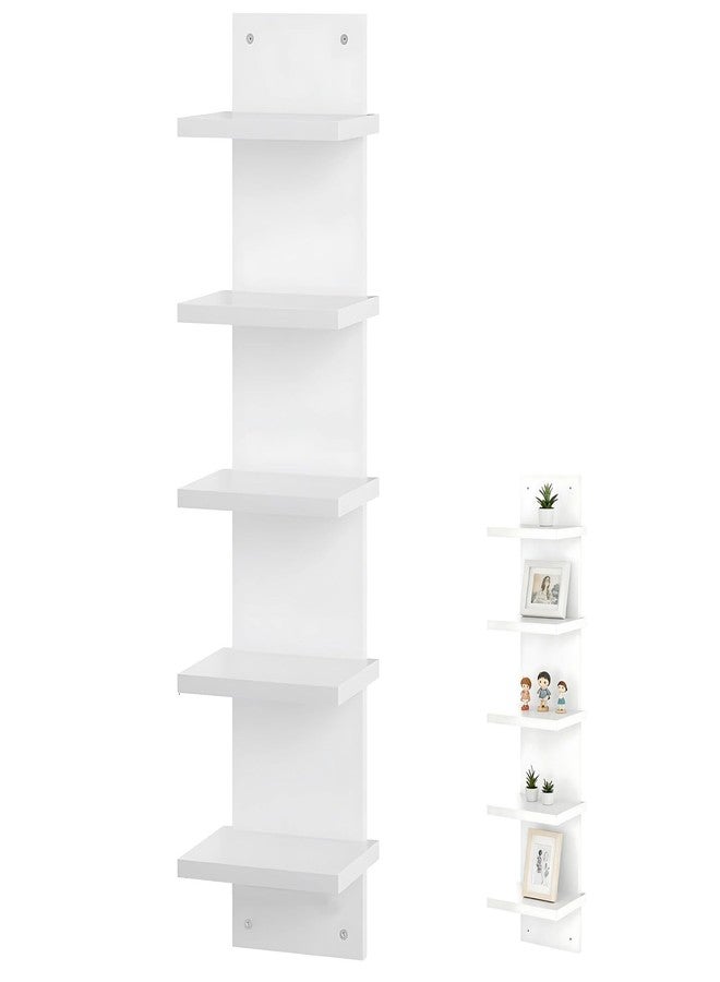 DORMIYA 5-Tier Wall Shelf, Space-Saving Floating Shelves for Storage, Composite Wood, Vertical Display & Tall Tower Design, Home Decor Organizer for Living Room, Bedroom, Office, White - Image 1