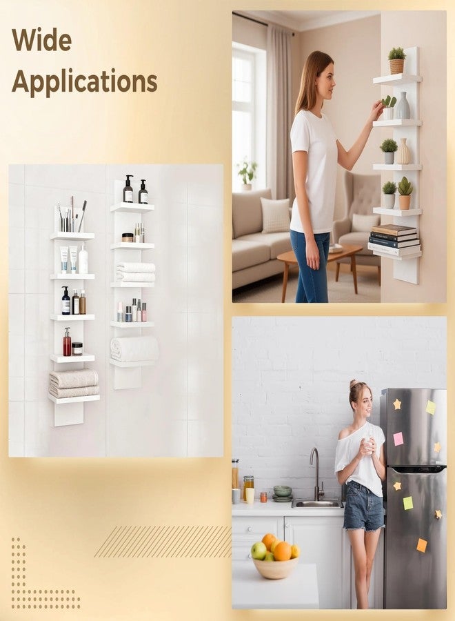 DORMIYA 5-Tier Wall Shelf, Space-Saving Floating Shelves for Storage, Composite Wood, Vertical Display & Tall Tower Design, Home Decor Organizer for Living Room, Bedroom, Office, White - Image 5