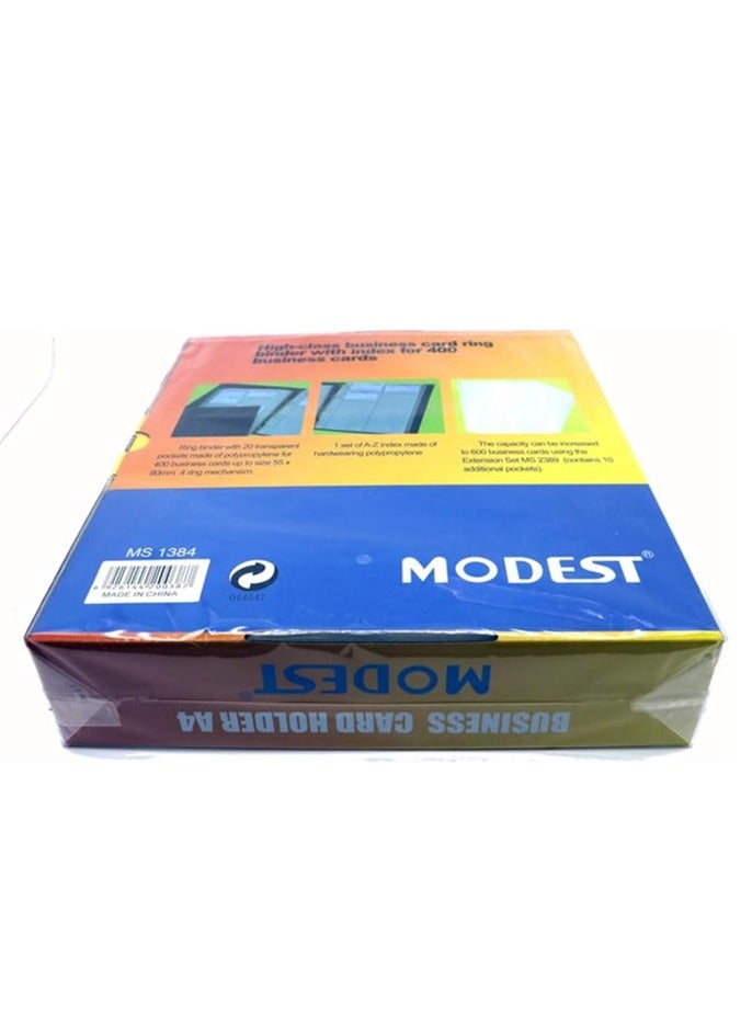 MODEST BUSINESS CARD HOLDER A4 WITH INDEX 400'S MS1384 - Image 2