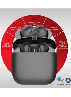 Mi techo mitecho true wireless deep bass hands free calls both headset switch free with wireless charging mini earphone grey  - Image 2