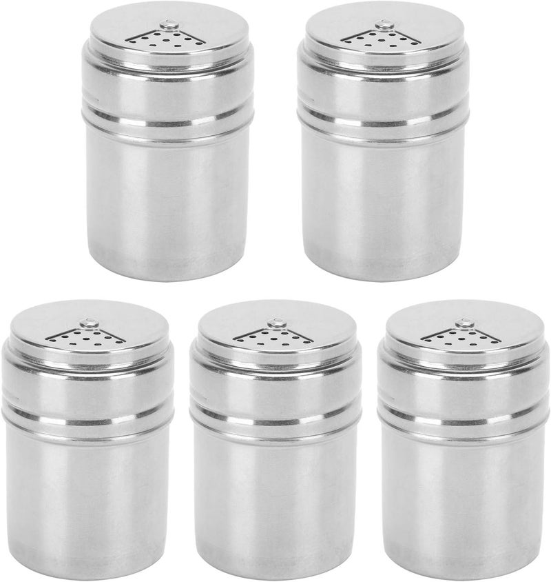 Seasoning Shaker Set, 5-Piece Stainless Steel Spice Bottles with Rotating Covers Essential Kitchen Tool for BBQ and Spice Storage - Image 1