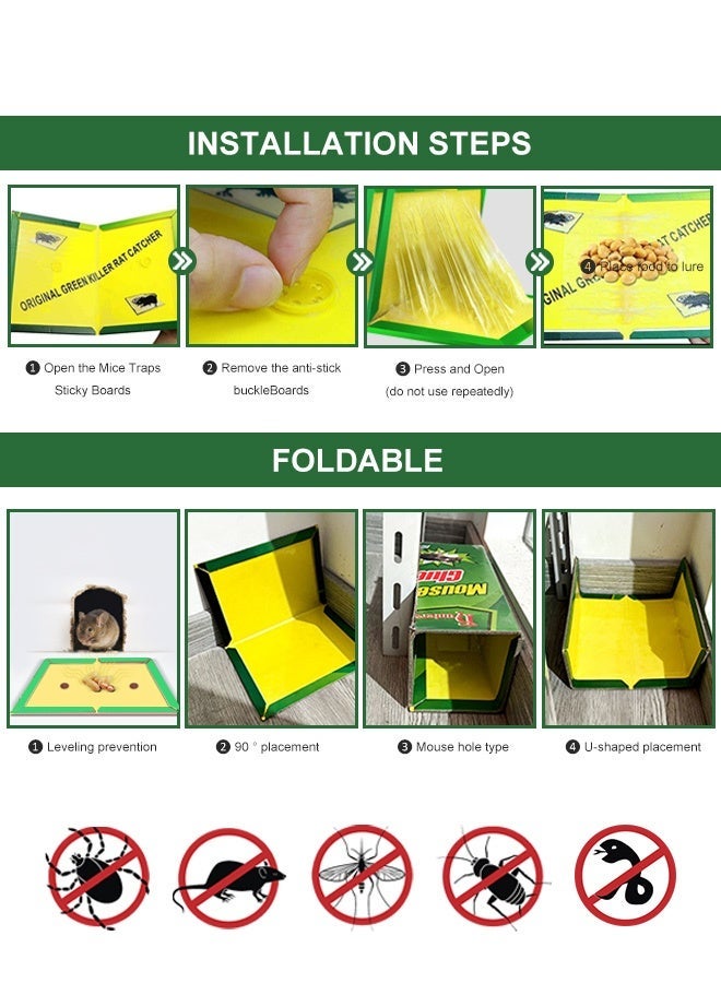 green killer 5 حزمة كبيرة الفأرة الغراء مع تعزيز اللصاقة الفأرة الغراء فخ، الفأرة الفأرة فخ الأفاعي الفأرة لوح لوح اللصاقة سهل إلى وضع الفخاخ اللصاقة الفأرة المنزل في الهواء الطلق - Image 5