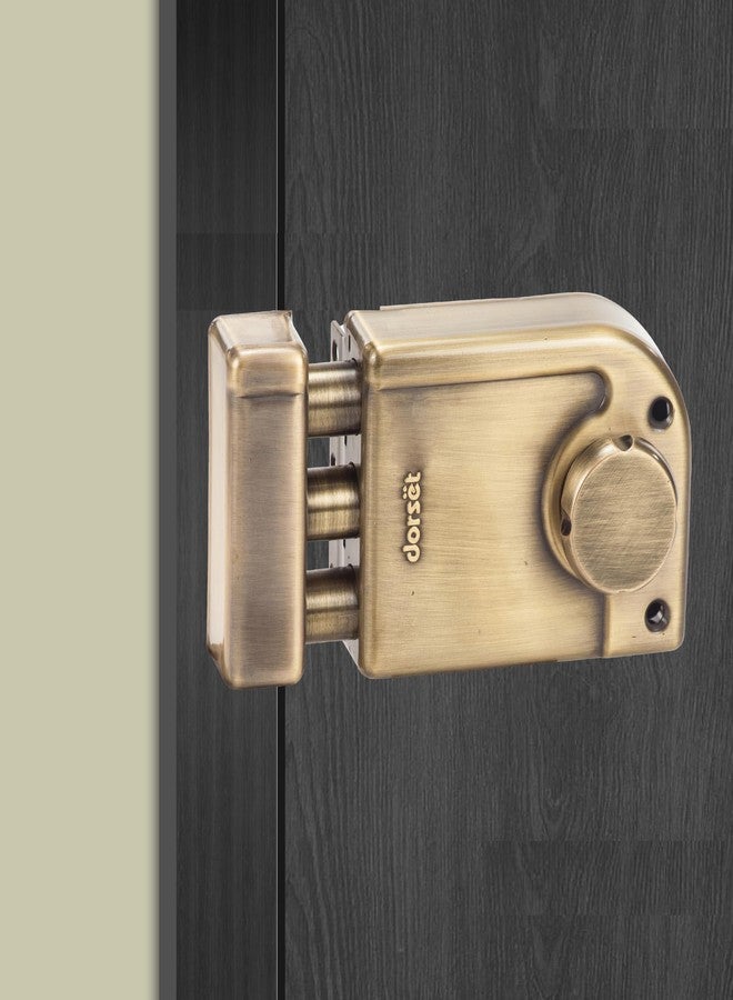 Dorset Rim Lock for Main Door - Phantom Trio Lock - Key & Knob Model with Dead Bolt Lock | Rim Lockset for Main Doors/Bedroom Doors, 10 Year Warranty, Free Installation* | Antique Finish, PHA303MPT - Image 1