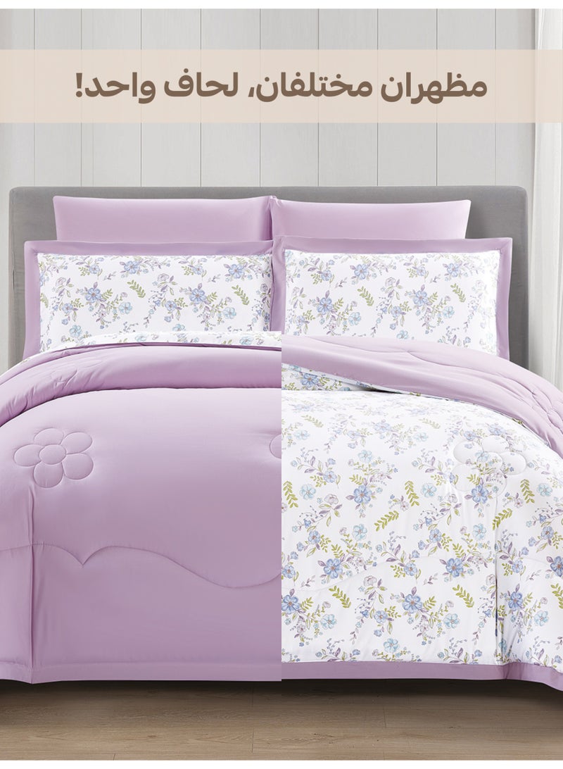 Doona Bedding Comforter Set, Fits 140x200 cm Single Size Bed – 4 Pcs Reversible Printed Design – 350 GSM All-Season Comforter – Premium Brushed Microfiber - Image 5