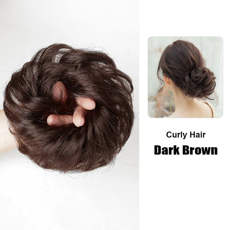 Messy Hair Bun Extensions For Women Synthetic Straight/Curly Wig Scrunchies Natural Donut Ponytail Hairpieces - Image 4
