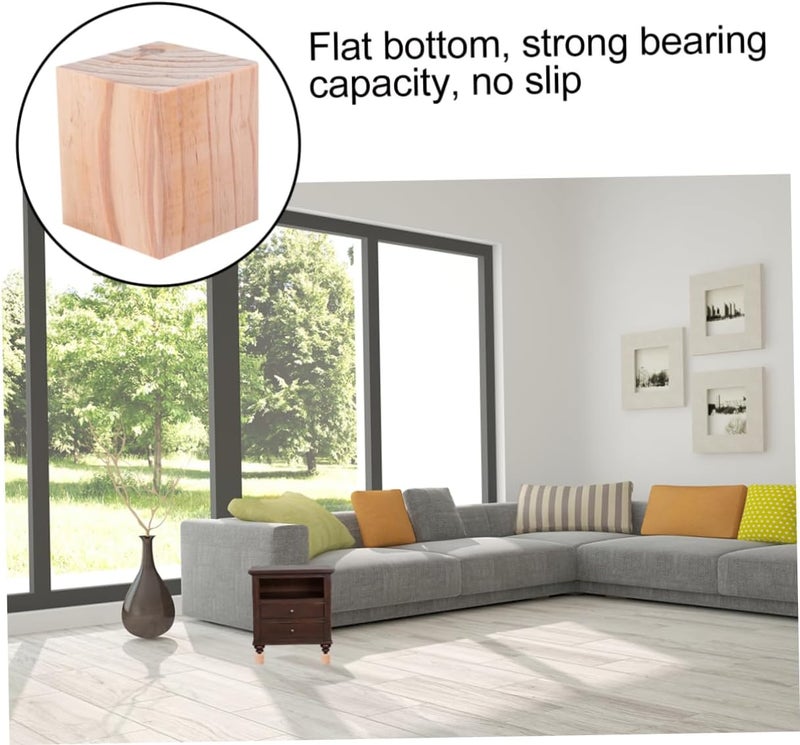 PRETYZOOM Solid Wood Round Furniture Risers 5cm Height Lift Heavy Duty Table Leg Elevators Non-Slip Mats for Sofa Desk and Chair - Image 3