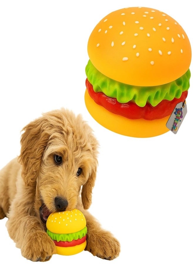 Western Era Burger Squeaky Dog Toy | Soft Latex Chewable Pet Toy with Built-in Squeaker | Realistic Burger Shape for Chewing, Teething, Play | Rubber | Ideal for Puppies, Small & Medium Dogs (Type 6) - Image 1